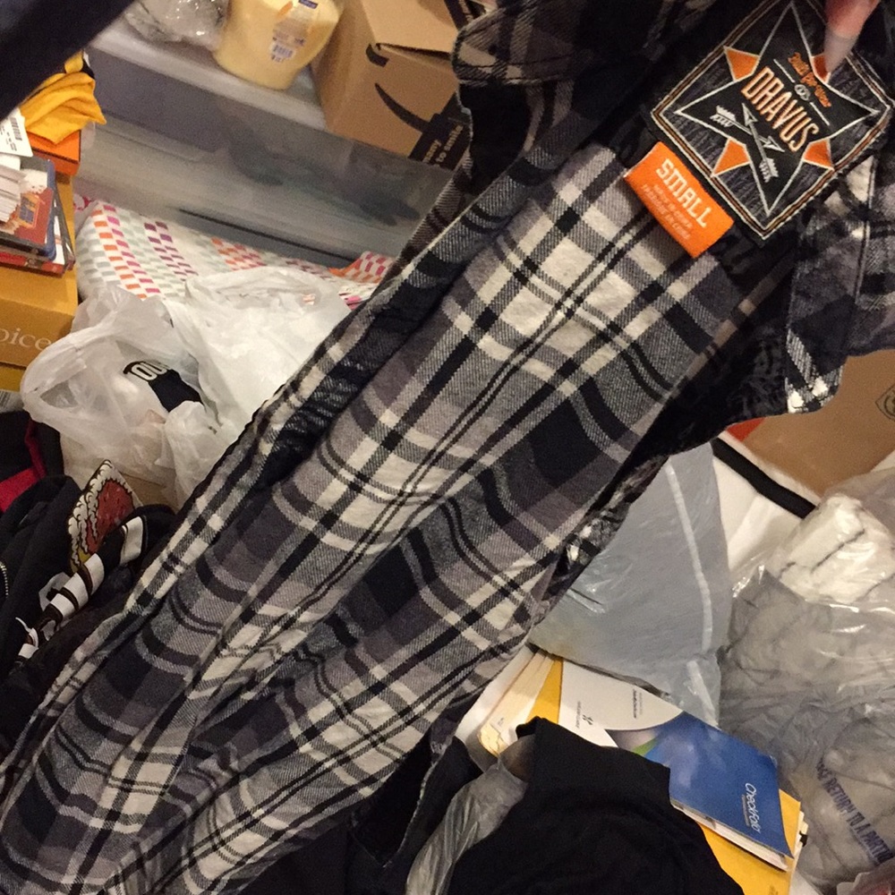 HEAVY WHITE/BLACK FLANNEL SHIRT